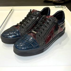 Baldini Crocodile Skin Zippered Shoes